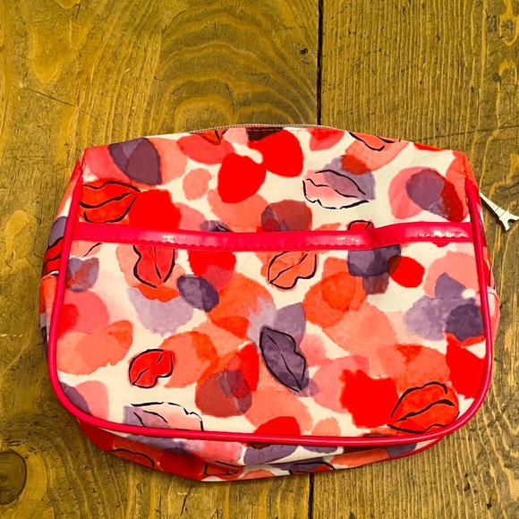 Lancome Handbags - Lancôme Paris Cosmetic Makeup Bag Lip Print Travel Train Case Eiffel Tower Charm